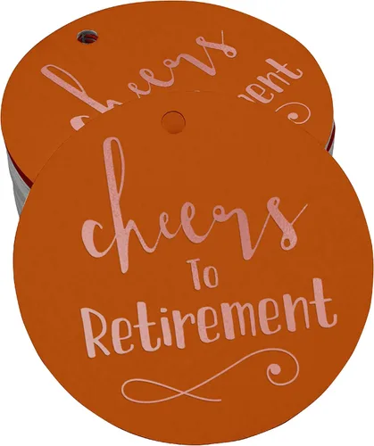 Vista 39 de Etiquetas de papel para colgar con texto en inglés "Cheers to Retirement Wall" (50 unidades)