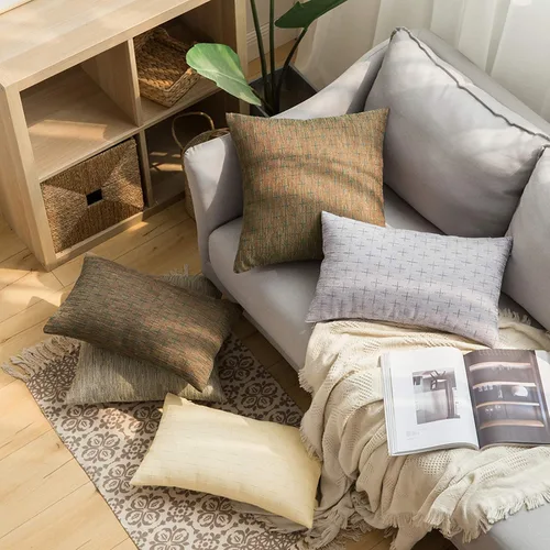 Vista 241 de MIULEE - Juego de 2 fundas de almohada decorativas de lino de arpillera navideñas, modernas, estilo campestre, rústicas, tejidas, con textura
