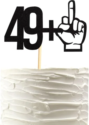 Vista 10 de Decoración para tartas con purpurina negra con dedo medio 15+1, decoraciones para fiesta de cumpleaños de 16 años, suministros divertidos