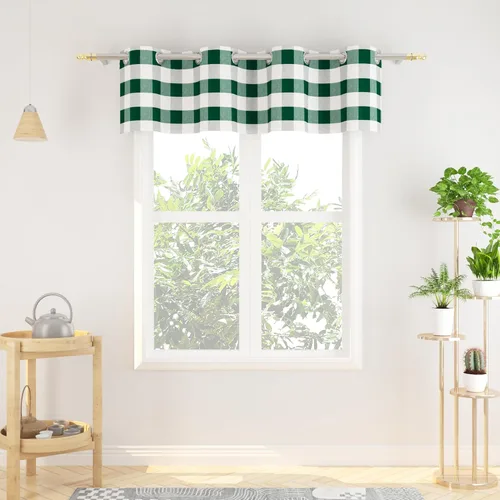 Vista 25 de Cortinas de 24 pulgadas de largo con diseño Buffalo Check Gingham Plaid para ventanas de cocina y baño, tratamiento para ventanas con 2 paneles