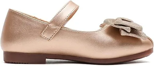 Vista 4 de kkdom Vestido de niña Mary Jane Zapatos planos de ballet para niñas pequeñas, zapatos de princesa, zapatos de fiesta escolar