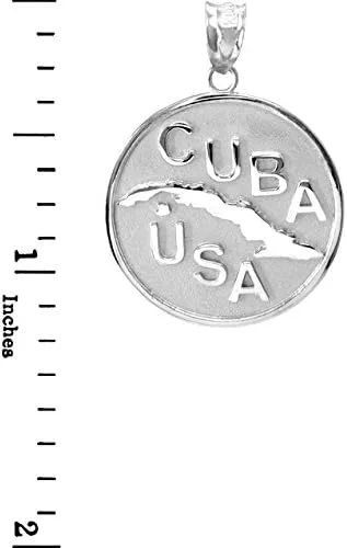 Vista 2 de Colgante de plata de ley 925 maciza con medallón de Cuba-EE. UU, Plata Esterlina