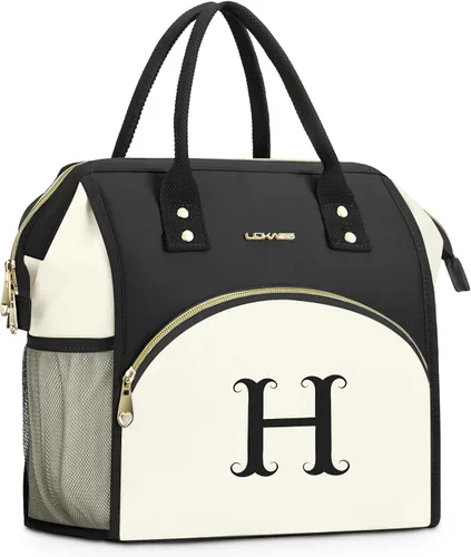 Vista 16 de Bolsa de almuerzo personalizada para mujer, elegante, reutilizable, aislada, con iniciales, para amiga, grande, de apertura ancha, resistente al