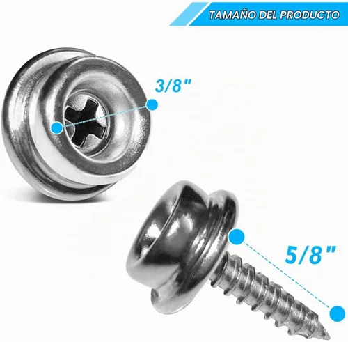 Vista 3 de YeeBeny 50 tornillos de acero inoxidable de grado marino para barcos de lona de 3/8 pulgadas con tornillo de acero inoxidable de 5/8 pulgadas