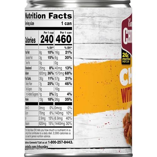 Vista 7 de Sopa en lata Campbell’s Chunky de chili con frijoles, lata de 16.5 oz