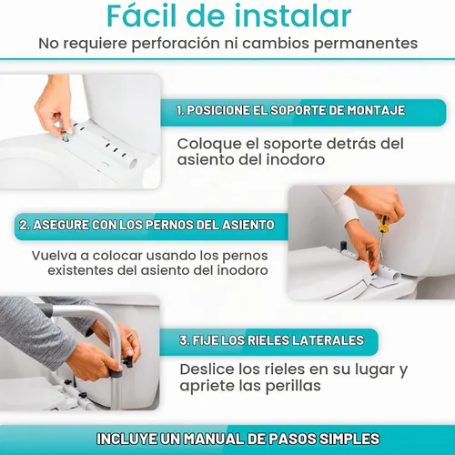 Vista 6 de Armazón de seguridad para ancianos, minusválidos y discapacitados de VIVE, pasamanos de seguridad, peso ajustable