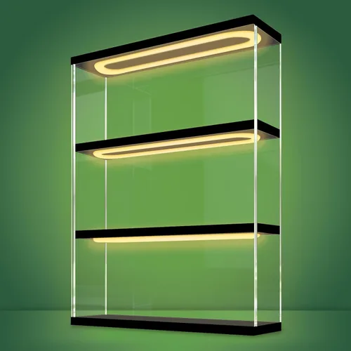 Vista 11 de NONEMEY Caja de exhibición de acrílico transparente con base de madera de 2 niveles, 3 niveles, 12/24 compartimentos, caja de almacenamiento