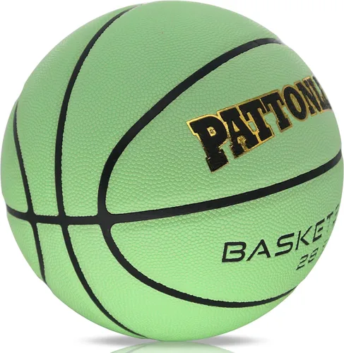 Vista 7 de Balones de baloncesto que brillan en la oscuridad de cuero verde brillante para interiores y exteriores, tamaño oficial 7-29.5, tamaño 6-28.5