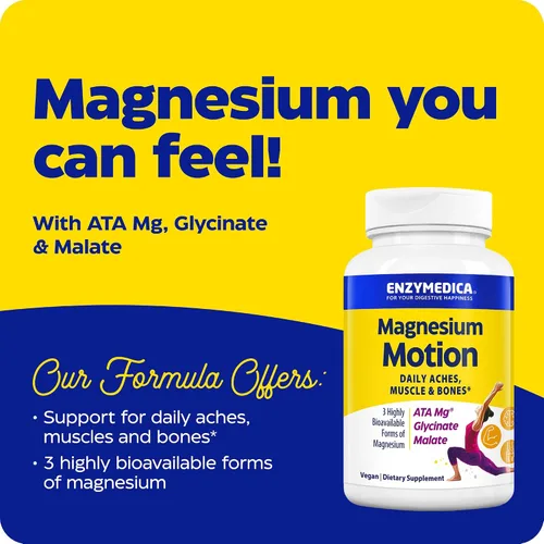 Vista 2 de Enzymedica Suplemento de movimiento de magnesio para mujeres y hombres, complejo de magnesio triple, ATA Mg, malato y glicinato, cápsulas de apoyo