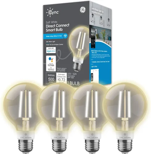 Vista 12 de Cync GE - Bombillas LED inteligentes, bombilla globo G25, decoración estética de habitación, bombillas que cambian de color, equivalente a 60 W