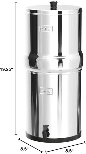 Vista 7 de Big Berkey Sistema de Filtro de Agua de Acero Inoxidable Alimentado por Gravedad para Encimera de 2.25 Galones con 2 Auténticos Filtros Black Berkey