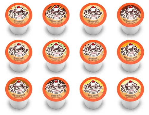 Vista 2 de Sundae - Cápsulas de café con sabor a helado, compatibles con cafetera Keurig K-Cup 2.0, 48 unidades (paquete variado)