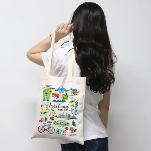 Vista 7 de MNIGIU Portland Tote Bag Portland Travel Gift Oregon State Gifts Portland Souvenir Gift