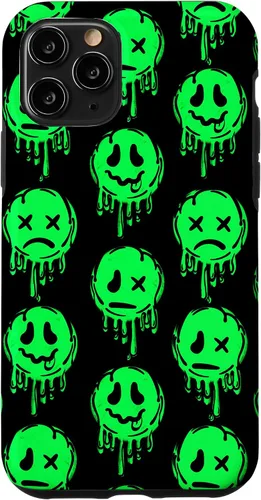 Vista 29 de Melting Happy Face Smile Trippy Sad Face Graffiti Green Case for iPhone 17