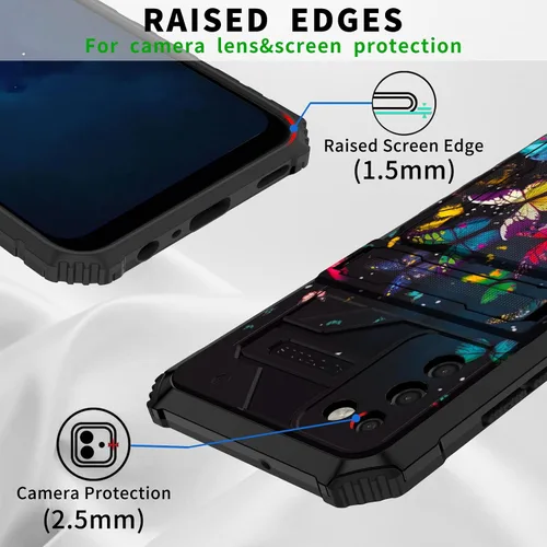 Vista 6 de Funda para teléfono Samsung Galaxy A03S Galaxy A03S Funda tipo cartera con tarjetero y soporte de doble capa de PC duro TPU suave cubierta