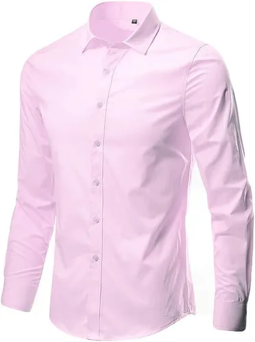 Vista 3 de Camisa de vestir para hombre, manga larga, de algodón, con botones, ajuste regular, tallas grandes y altas