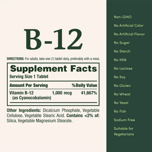 Vista 5 de Comprimidos de B12 Natures Bounty, 0,000035 oz, NATURES316562, 1, 1