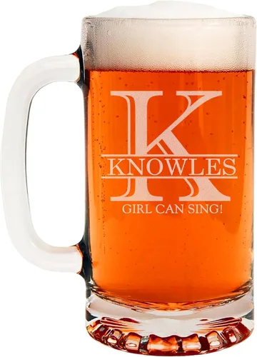 Vista 26 de Taza de cerveza de vidrio con monograma grabado de 16 onzas (letra A), regalos de cerveza personalizados de la A a la Z para hombres, Día del Padre