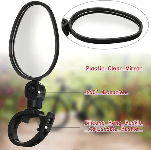 Vista 7 de Espejo universal de bicicleta Espejo retrovisor para manillar Espejo retrovisor rotación de 360 ° Espejo de barra de mango ajustable para bicicleta