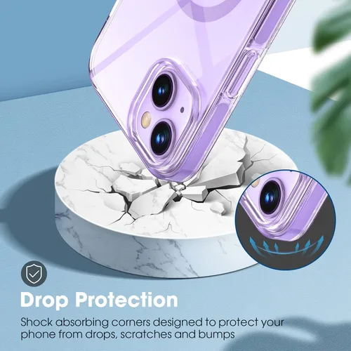 Vista 3 de MATEPROX Compatible con MagSafe para iPhone 14, funda magnética transparente transparente, antiamarilla, delgada, a prueba de golpes, de cristal
