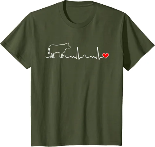 Vista 15 de Camiseta de paciente con corazón I Love My Cow Valve EKG Heartbeat Heart Pacient, Negro, S
