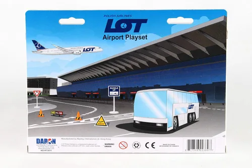 Vista 4 de Daron LOT Polish Airlines Airport Playset – Avión de juguete de metal fundido a presión con accesorios – Set de juego de aerolínea con licencia