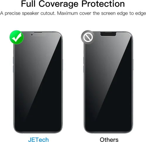 Vista 4 de JETech Protector de pantalla de privacidad de cobertura completa para iPhone 13 Pro Max de 6.7 pulgadas, película de vidrio templado antiespía
