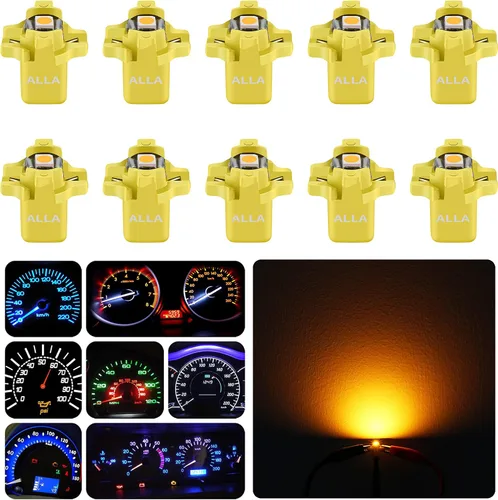 Vista 7 de Alla Lighting Bombillas LED superbrillantes B8.3D 17058 202259 2721 MF8, luces de panel de instrumentos amarillo ámbar 3030 SMD, velocímetro