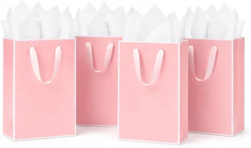 Vista 22 de SHIPKEY Paquete de 10 bolsas de regalo verde aguamarina con papel de seda bolsa de regalo de dama de honor de 8 x 4 x 11 pulgadas, bolsa de papel