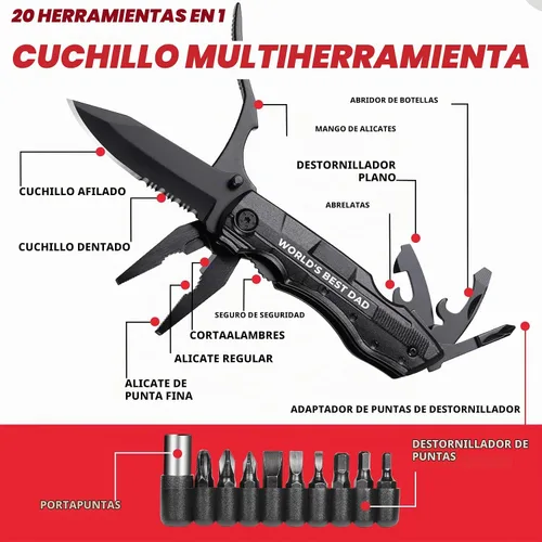 Vista 2 de El mejor regalo para papá, cuchillo multiherramienta del mundo, regalo del día del padre, regalo de cumpleaños de hija e hijo, multiherramienta