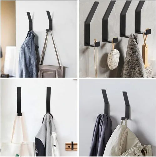 Vista 7 de Ganchos para Perchero Montados en la Pared, Negro, 2 Paquetes, Ganchos de Cuerda para Toallas de Baño para Cocina, Puerta, Gabinete, Baño