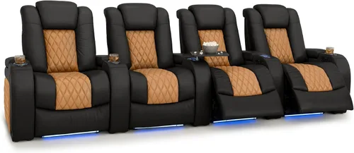 Vista 106 de Seatcraft Asiento de cine en casa Diamante Marrón Reclinable Individual