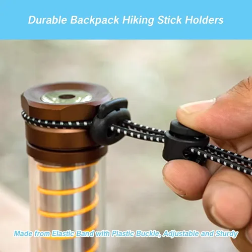 Vista 3 de NIIIYTYB Mochila con soporte para bastón de trekking ajustable, cordón elástico para carcaj, correas elásticas para mochileros, escalada