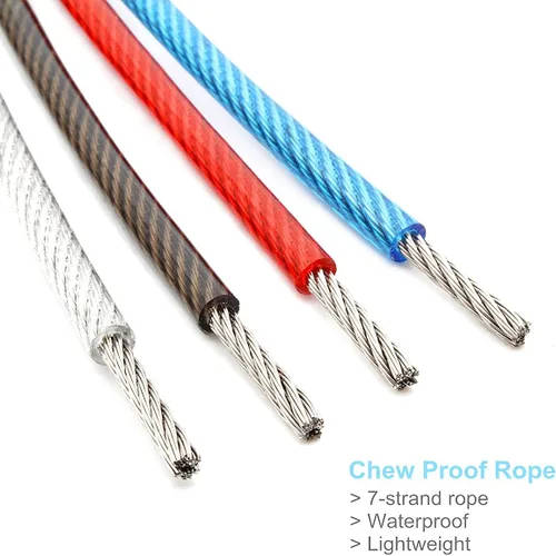 Vista 6 de BAAPET Correa de perro a prueba de mordidas de 5 pies con cable de acero recubierto y correas de perro con mango acolchado suave para perros