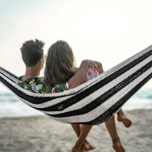 Vista 2 de Lazy Daze Hammocks Hamaca maya tejida a mano, hamaca doble de cuerda suave de 10.5 pies, hamaca portátil para exteriores con bolsa de transporte, 2