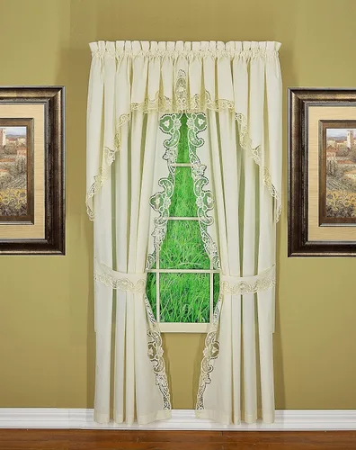 Vista 7 de Today's Curtain Annabelle Cenefa de macramé de 14 pulgadas, color crudo, 60 pulgadas de ancho x 14 pulgadas de largo