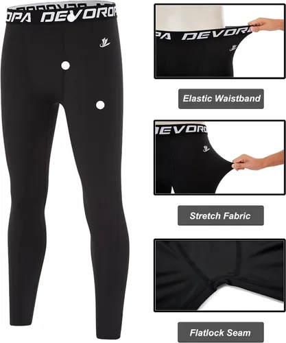 Vista 5 de Devoropa - Leggings de secado rápido para jóvenes, pantalones de compresión, mallas deportivas, capa base de baloncesto