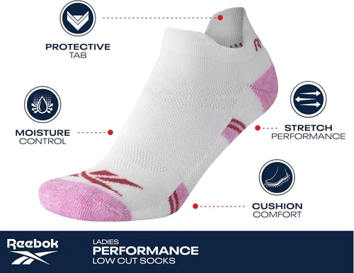 Vista 3 de Reebok Calcetines acolchados de corte bajo transpirables para mujer (12 unidades)