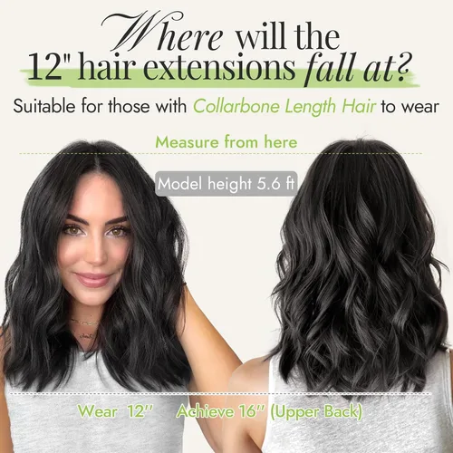 Vista 4 de KooKaStyle - Extensiones de cabello con hilo invisible, diadema transparente, ajustables, 4 clips fijadores, cabello largo y ondulado de 12