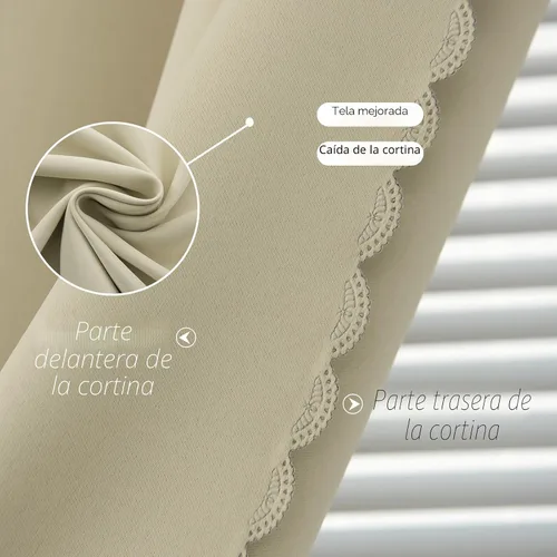 Vista 6 de Cortinas opacas con cinta autoadhesiva, sin barra, sin taladro, cubierta de ventana fácil de instalar para dormitorio, cocina, dormitorio, 34 Beige