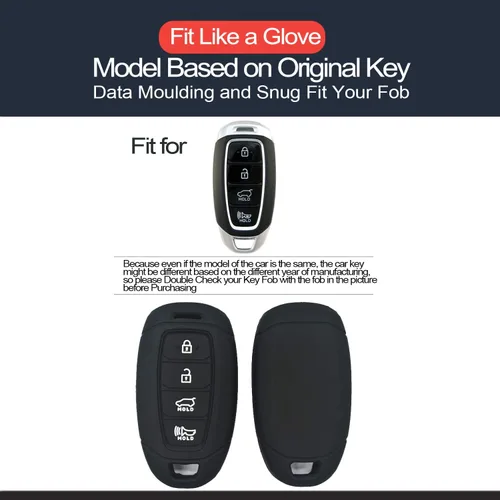 Vista 2 de 2 piezas compatibles con Hyundai Elantra N GT Santa Fe Kona Electric Accent Azera Palisade Veloster N Black Key Fob Cover Case Protector Llavero