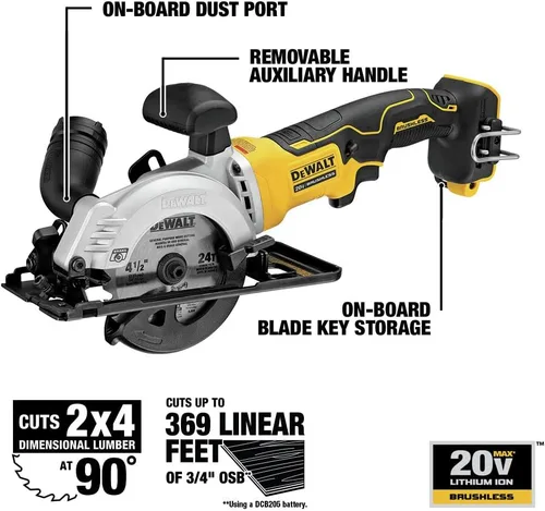 Vista 6 de DEWALT ATOMIC 20V MAX* Sierra circular, 4-1/2 pulgadas, solo herramienta (DCS571B)
