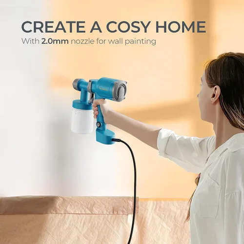 Vista 7 de Tilswall HVLP Pulverizador de Pintura, pistola eléctrica ultraligera con taza desmontable de 20 fl oz, 2 boquillas y 3 patrones, perfecto
