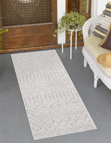 Vista 38 de Unique Loom Alfombra de área de la colección texturizada Trellis para exteriores, color osage, 2 x 3 pies, rectangular, color aguamarina