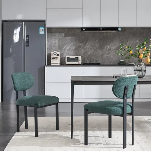 Vista 2 de Modern Dining Room Chairs Set of 2, Mid-Century Upholstered Kitchen Dining Chairs with Metal Legs, Table & Seating Chair Sets for Dining Room,Green