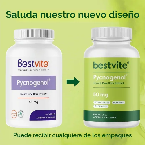Vista 7 de BESTVITE Pycnogenol 50mg (60 cápsulas) - Extracto de corteza de pino