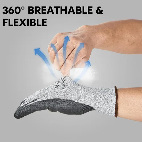 Vista 5 de Vgo... ANSI A3 Cut Resistant Gloves EN388 Level 5 Certified Hand Protection Gloves(SK2131)