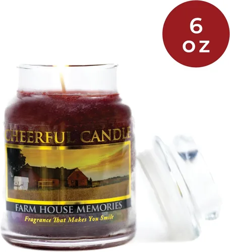 Vista 2 de A Cheerful Giver - Vela perfumada en tarro de cristal Farm House Memories (6 onzas) con tapa y fragancia fiel a la vida, fabricada en Estados Unidos