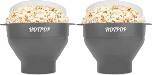 Vista 12 de El Hotpop Original - Palomitero para microondas, Popcorn, contenedor de silicona para hacer palomitas de maíz, cuenco plegable sin BPA y apto