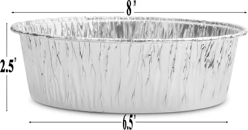 Vista 3 de Sartenes de aluminio para horno holandés de 8 pulgadas Molde desechable para pasteles y sartenes de aluminio extra profundas para hornear